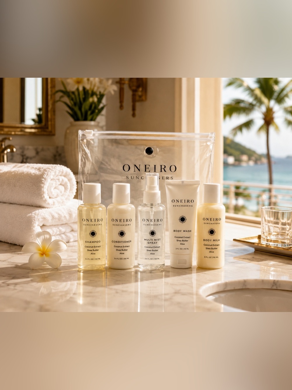 Oneiro Sunchasers Ready Go 5 Pc Travel Hair Body Care Set NEW - Picture 2 of 8